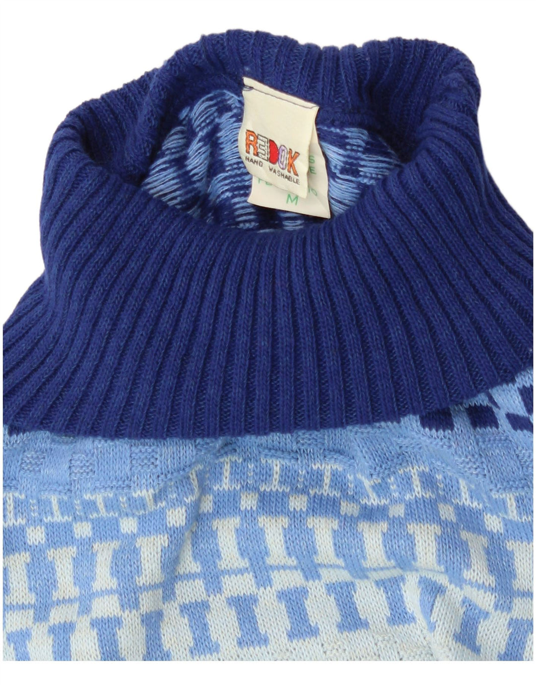 Damski podkoszulek Redok Crop Roll Neck Vest UK 12 Średni niebieski geometryczny