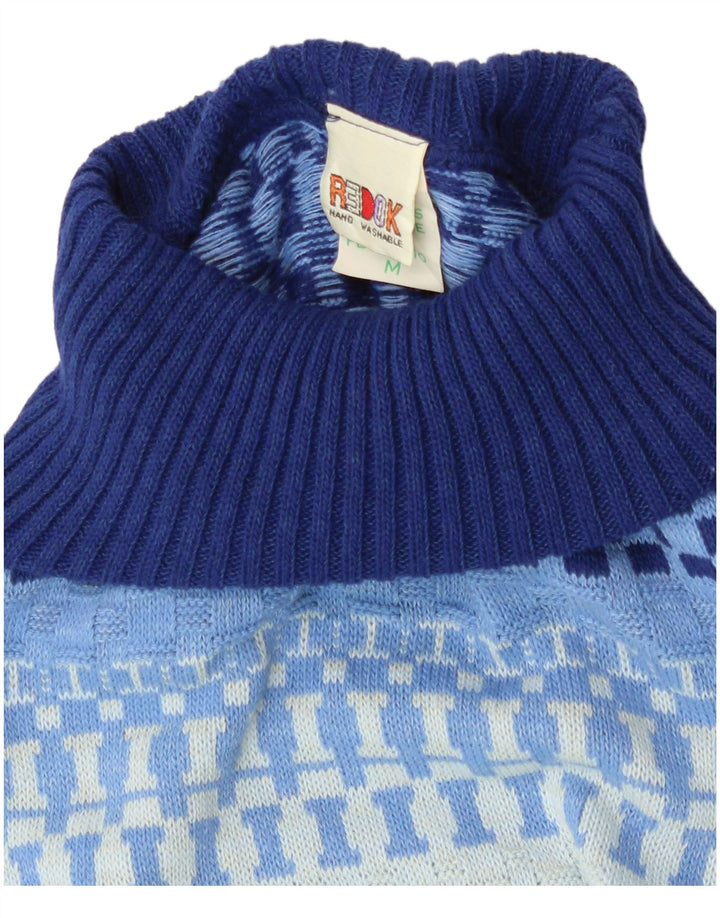 Damski podkoszulek Redok Crop Roll Neck Vest UK 12 Średni niebieski geometryczny