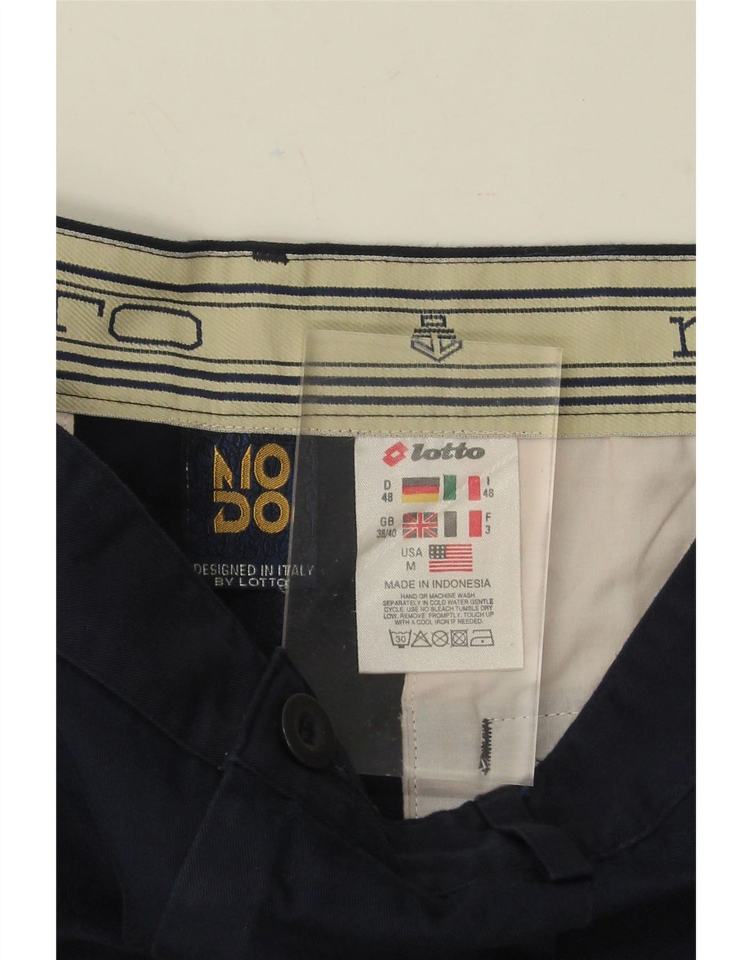 LOTTO Mens Pegged Chino Shorts UK 38/40 Medium W30  Navy Blue Polyester Vintage Lotto and Second-Hand Lotto from Messina Hembry 