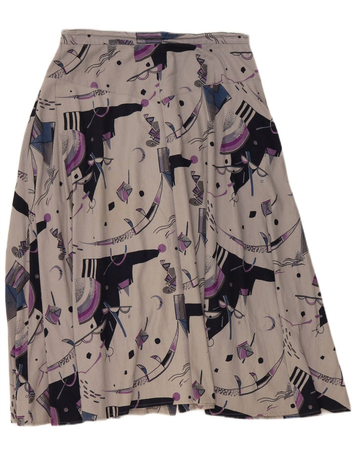 Damska spódnica w kształcie litery A z wysokim stanem VINTAGE W32, duża, szara, geometryczna