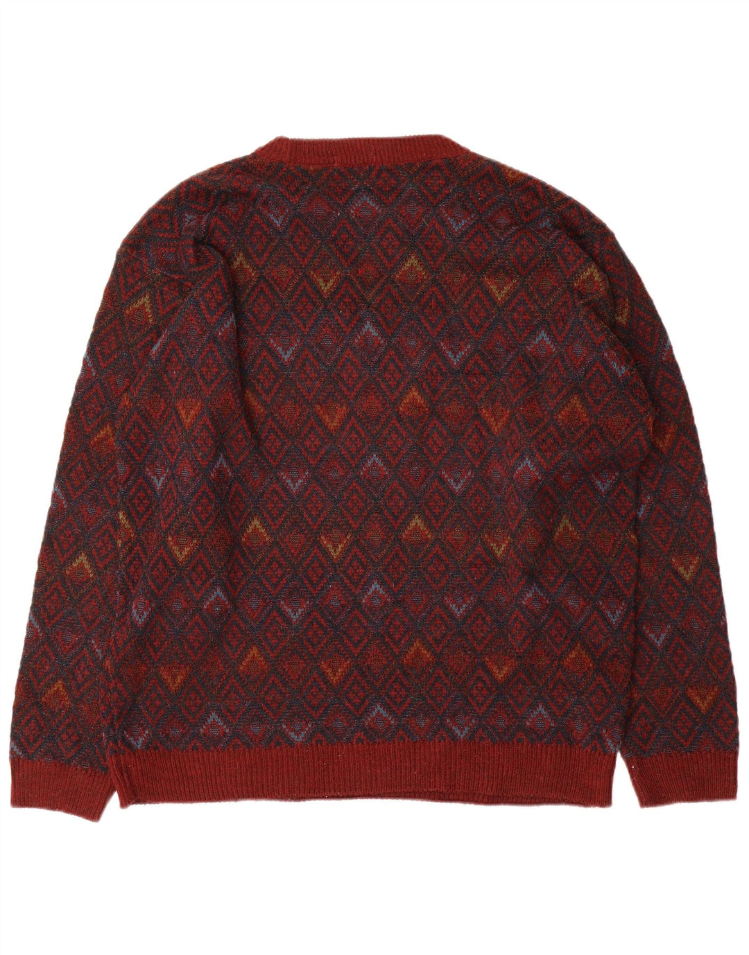 Marks & Spencer Męski sweter z okrągłym dekoltem, duży, czerwony, geometryczny akryl