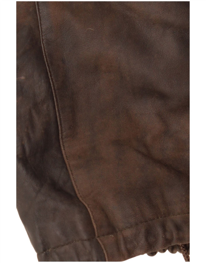 Damski płaszcz skórzany z kapturem VINTAGE EU 38 Średni brąz, skóra