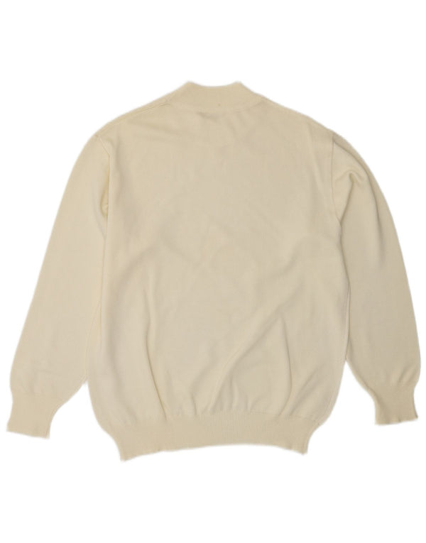 Sweter damski VINTAGE z golfem UK 14, średni, w kolorze złamanej bieli