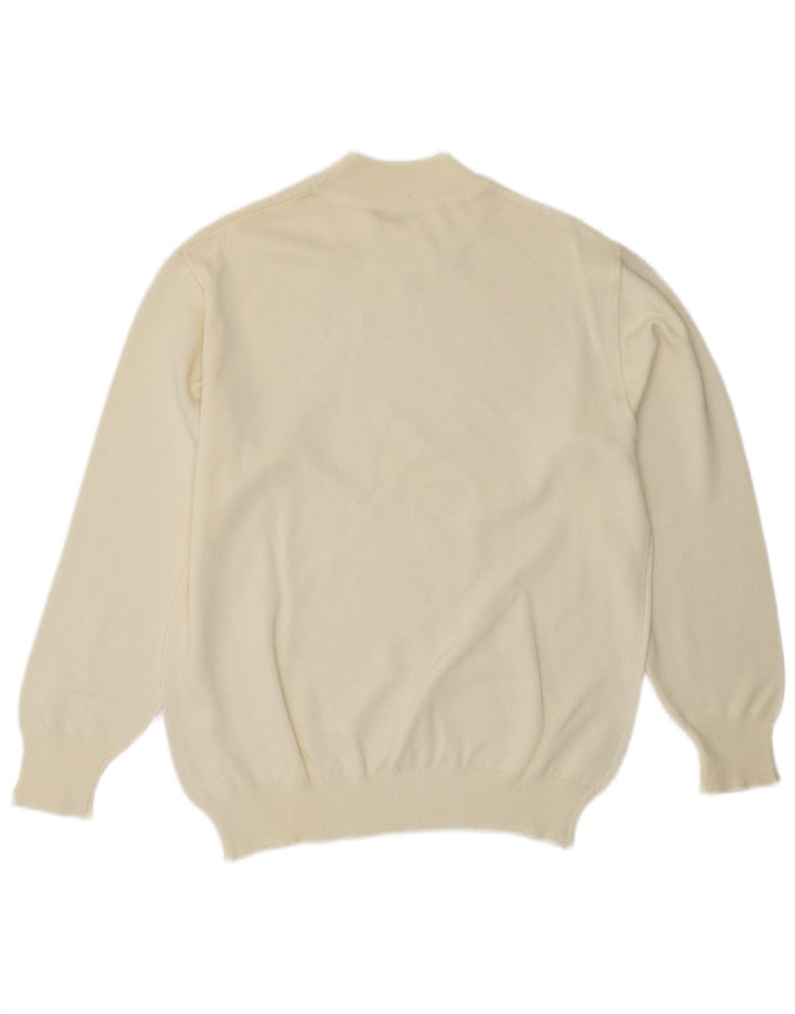 Sweter damski VINTAGE z golfem UK 14, średni, w kolorze złamanej bieli