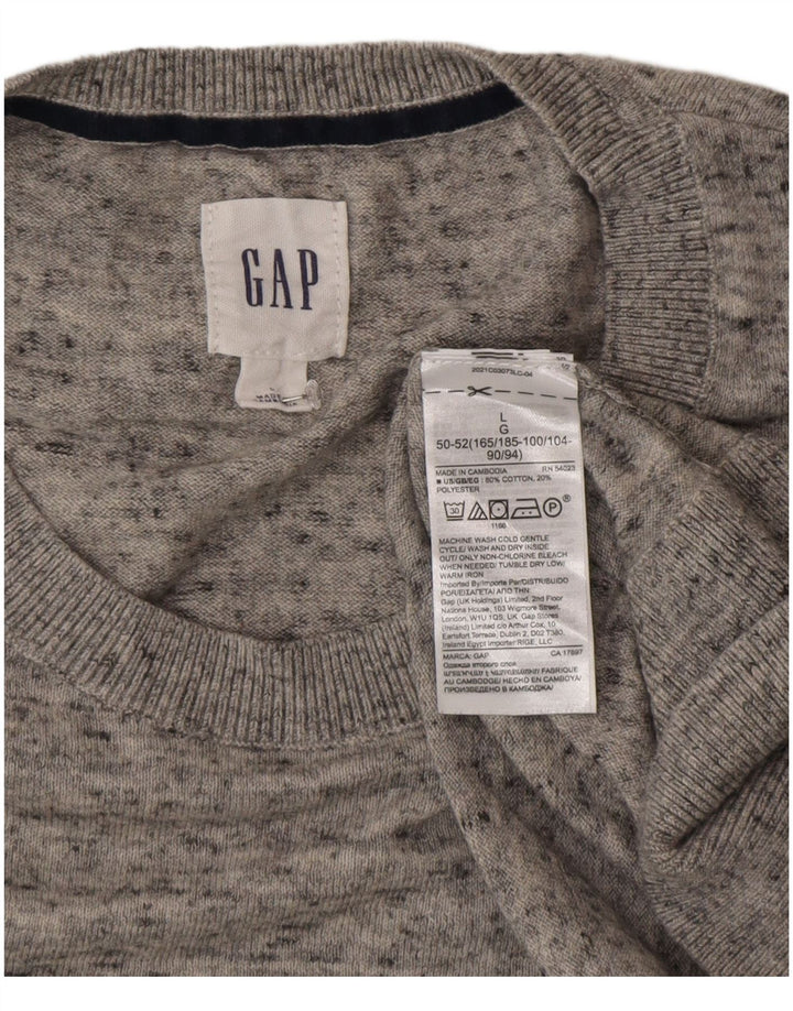 Męski sweter Gap z okrągłym dekoltem, duży, szary, bawełniany w plamki