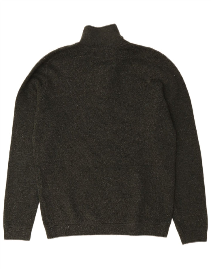 Męski sweter z zamkiem Superdry, średnia wełna khaki z merynosów