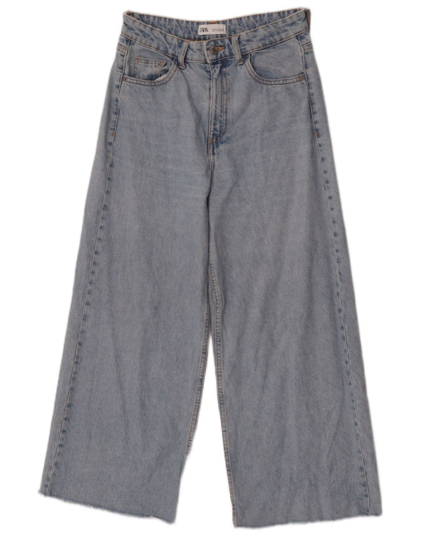 Damskie dżinsy z szeroką nogawką Zara z wysokim stanem EU 36 XS W26 L25 Niebieskie bawełniane