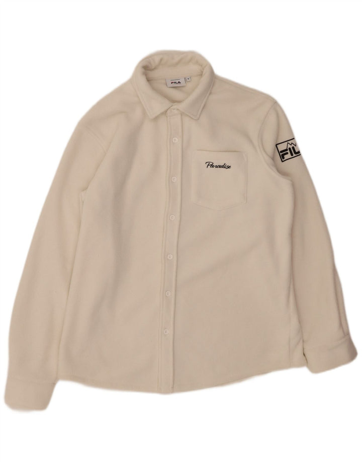 Męska koszula polarowa FILA z grafiką, średni biały poliester