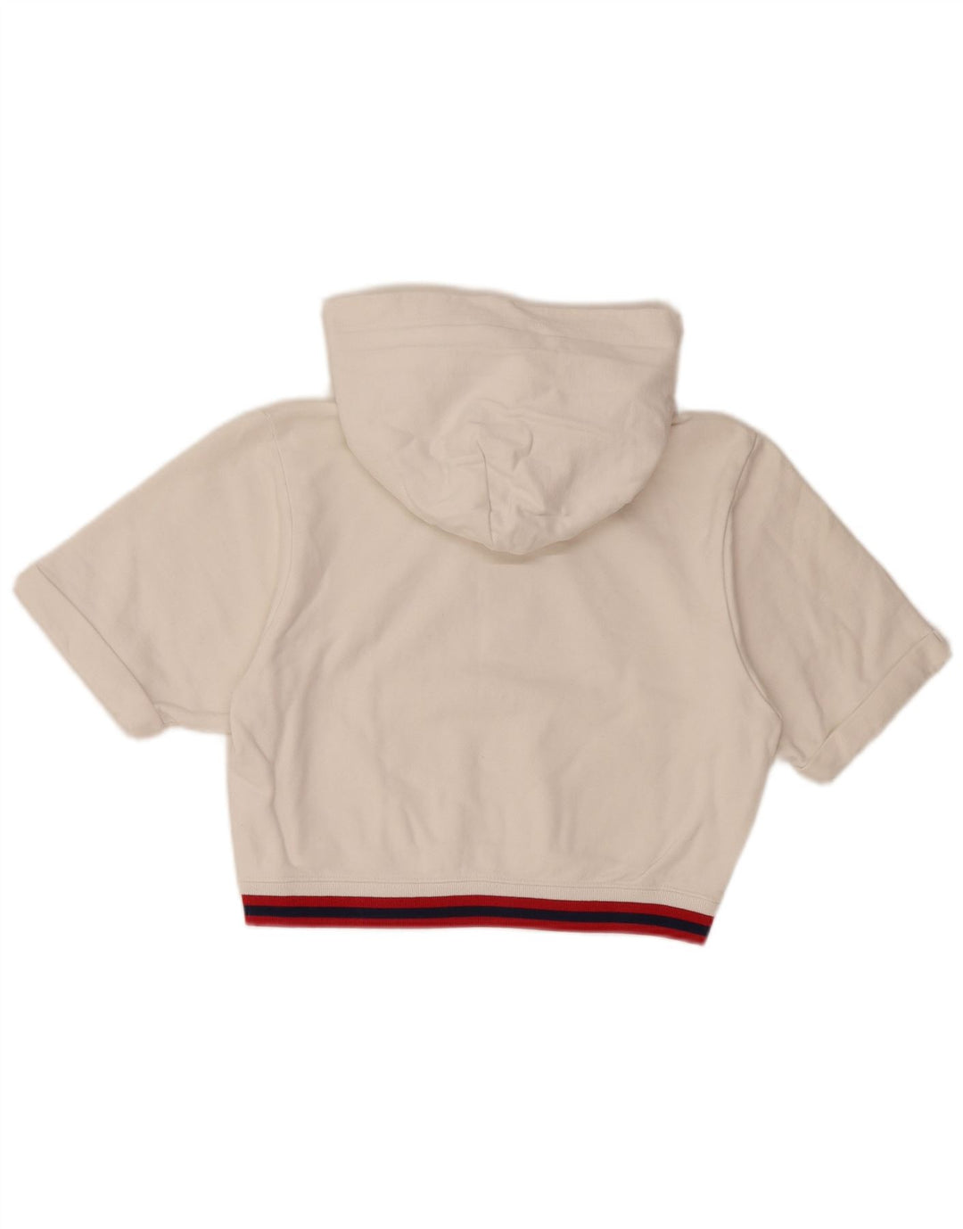 Damska bluza z kapturem CHAMPION Crop Graphic z krótkim rękawem UK 10 Small White