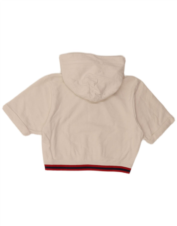 Damska bluza z kapturem CHAMPION Crop Graphic z krótkim rękawem UK 10 Small White