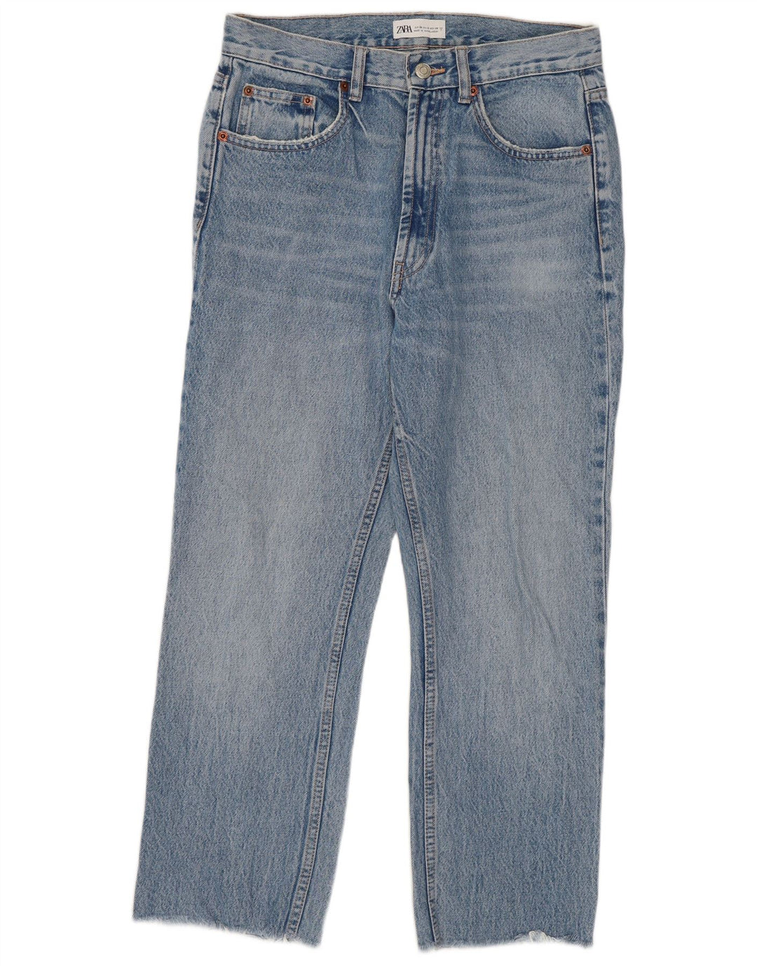Dżinsy damskie Zara Crop Straight EU 38 Small W28 L25 Niebieskie