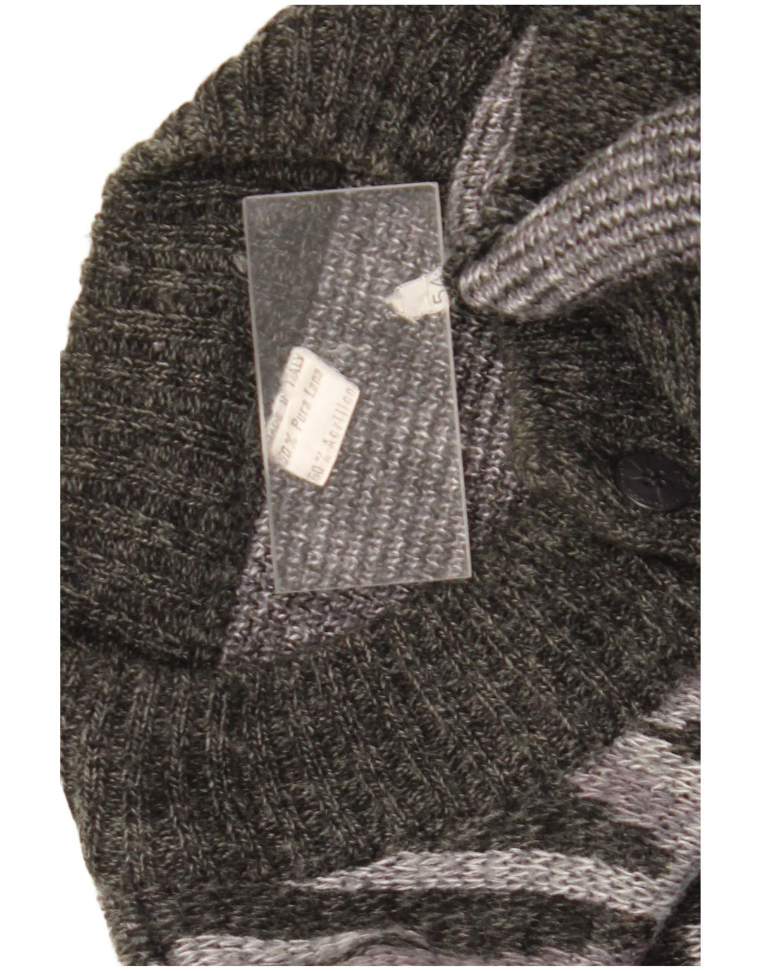 Sweter męski w stylu vintage IT 54 XL Szara, geometryczna wełna