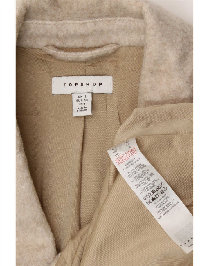 Damska marynarka zapinana na 3 guziki Topshop UK 12, średni beżowy poliester