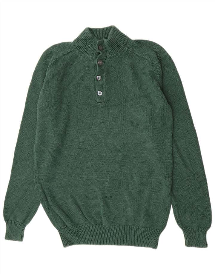 Męski sweter zapinany na guziki Massimo Dutti, duży, zielony, bawełniany