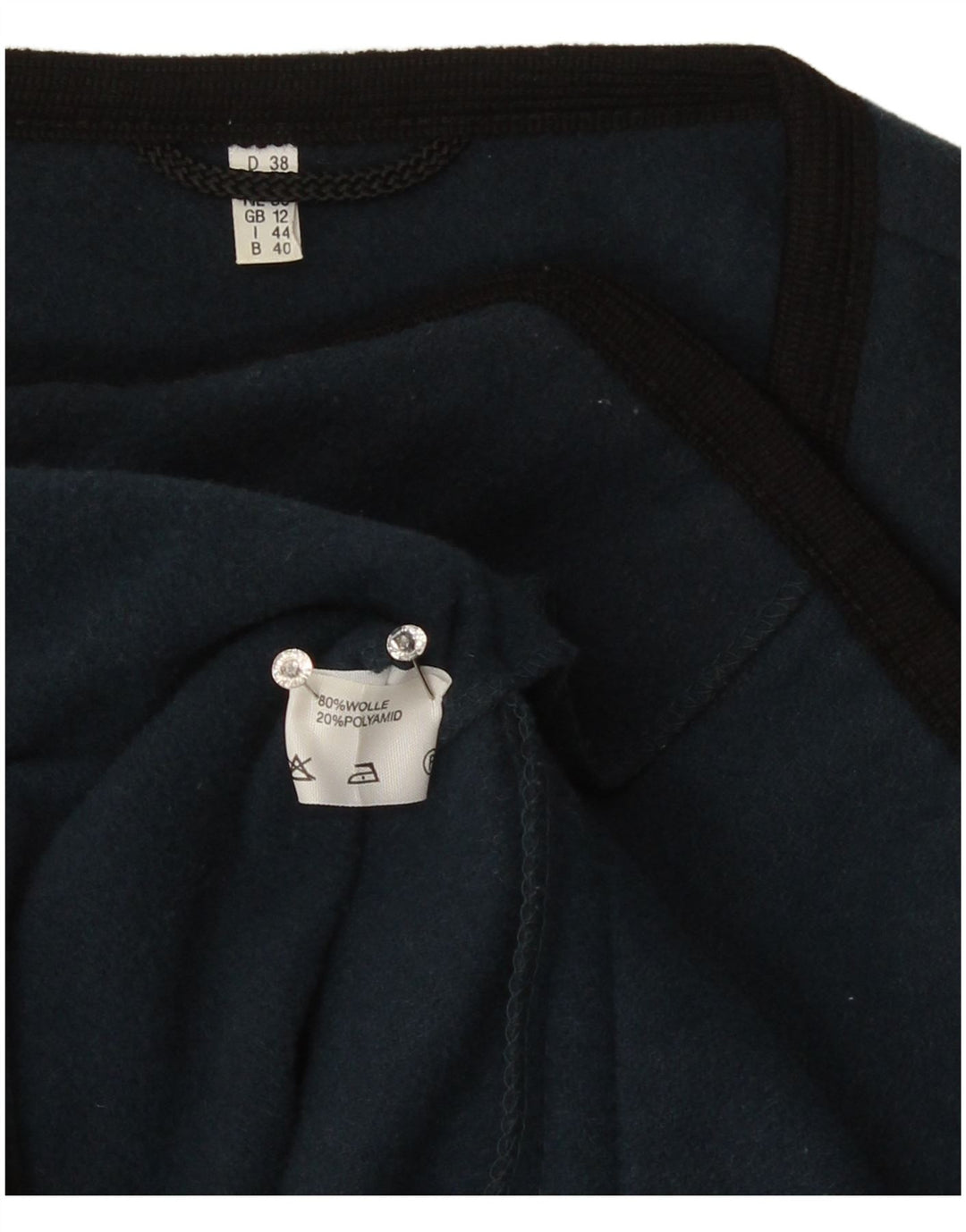 Sweter damski w stylu vintage, UK 12, średni granatowy wełniany