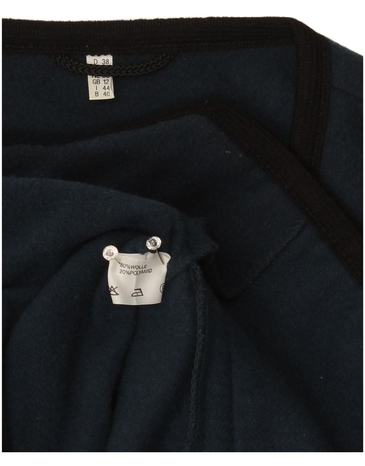 Sweter damski w stylu vintage, UK 12, średni granatowy wełniany