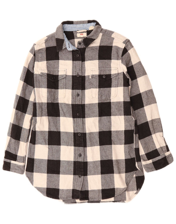 Damska koszula flanelowa oversize Levi's UK 10 w małą czarną kratkę, bawełniana