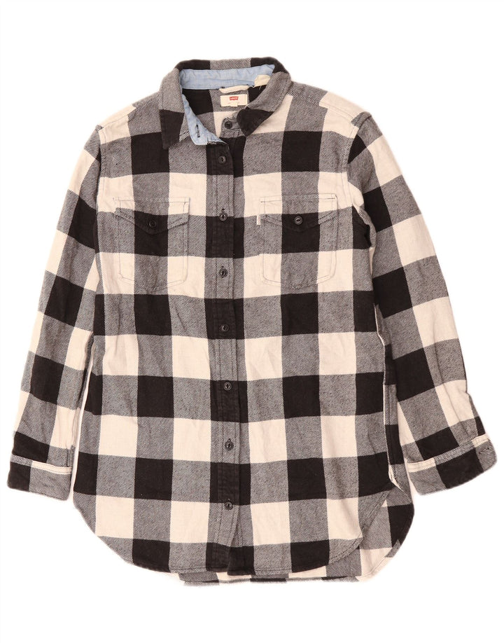 Damska koszula flanelowa oversize Levi's UK 10 w małą czarną kratkę, bawełniana