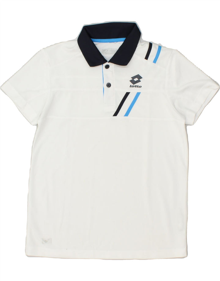 LOTTO Boys Graphic Polo Shirt 9-10 Years Medium White Polyester Vintage Lotto and Second-Hand Lotto from Messina Hembry 