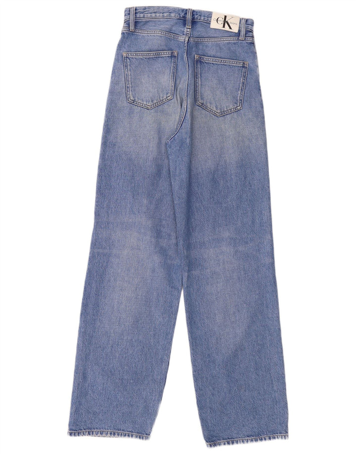 Damskie dżinsy Calvin Klein z wysokim stanem i szeroką nogawką W25 L32 Niebieskie