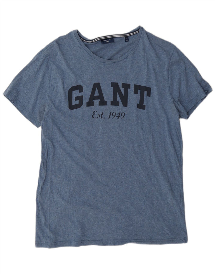 Męski T-shirt z grafiką Gant, duży, niebieski, bawełniany