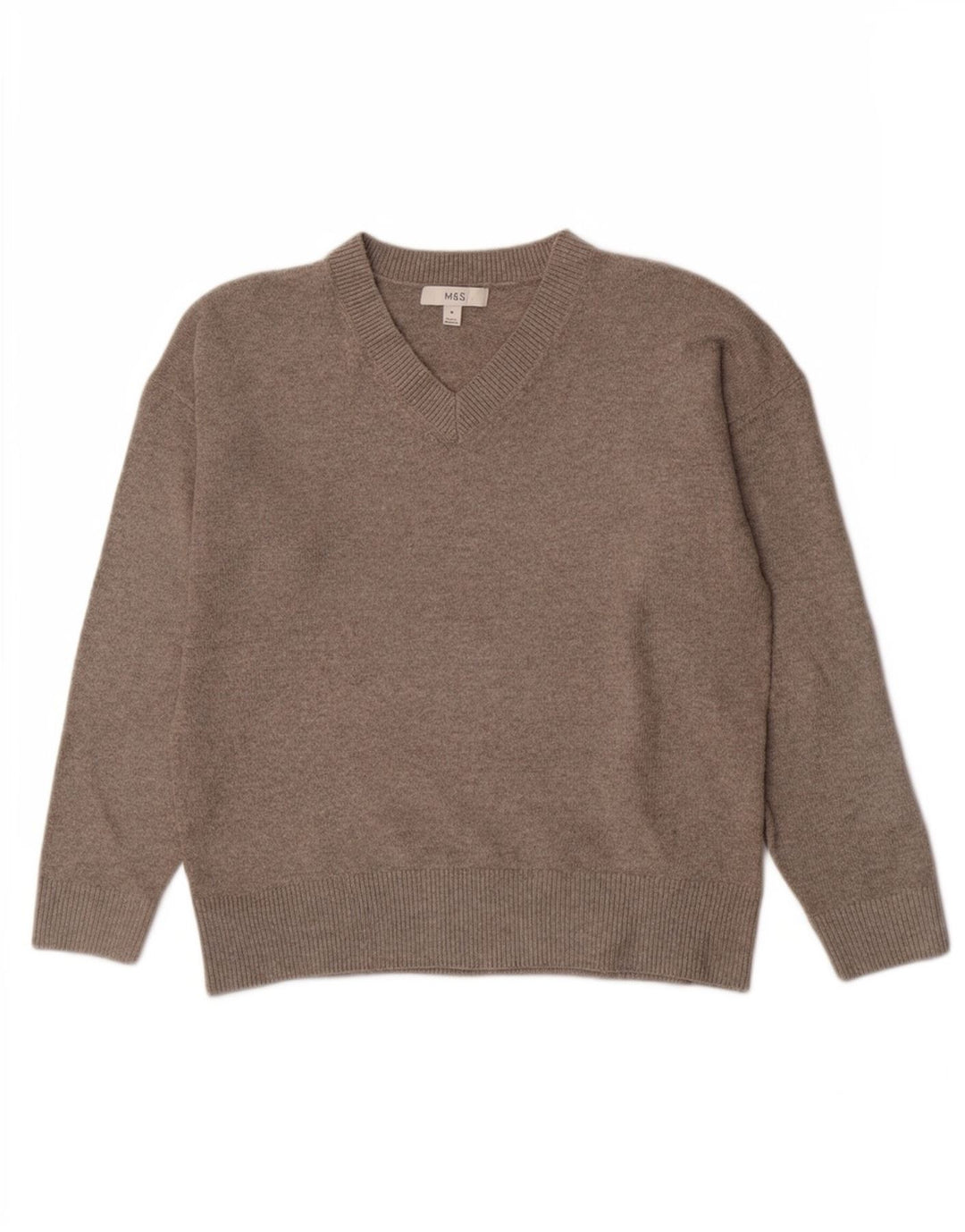 Marks & Spencer Damski sweter z dekoltem w kształcie litery V, UK 14, średni szary poliester