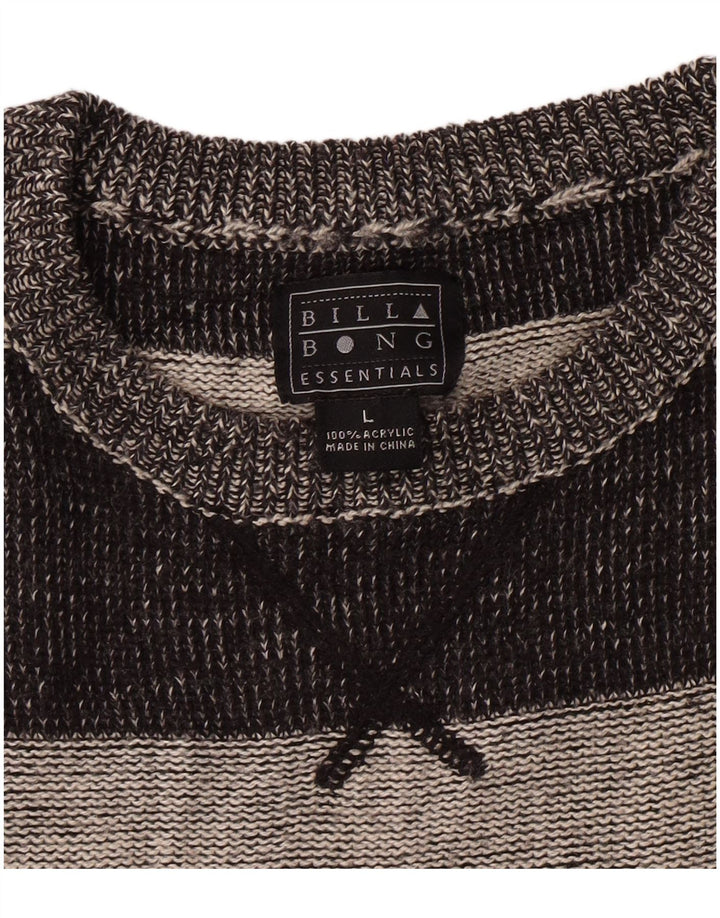 Męski sweter z wycięciem pod szyją Billabong, duży, akrylowy w szare paski