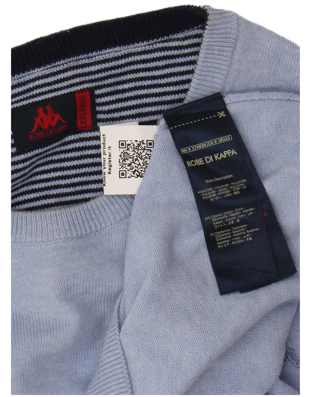 Męski sweter z okrągłym dekoltem Kappa 2XL, niebieska bawełna