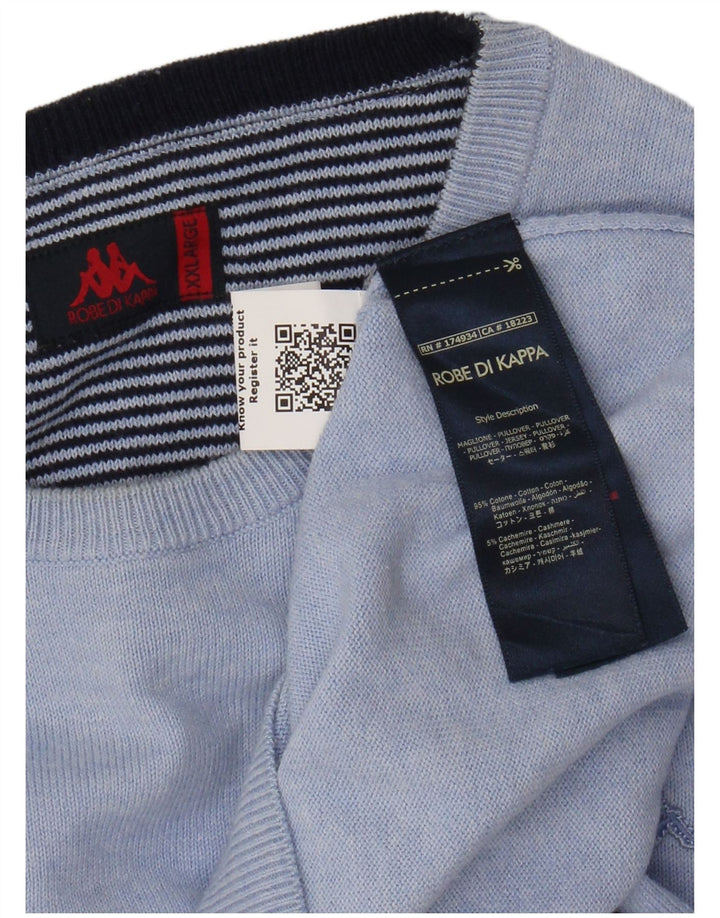 Męski sweter z okrągłym dekoltem Kappa 2XL, niebieska bawełna