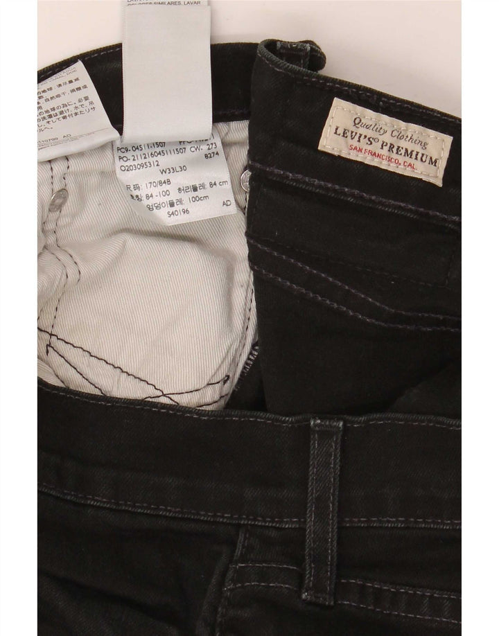 Męskie proste dżinsy Levi's W33 L30 Czarna bawełna