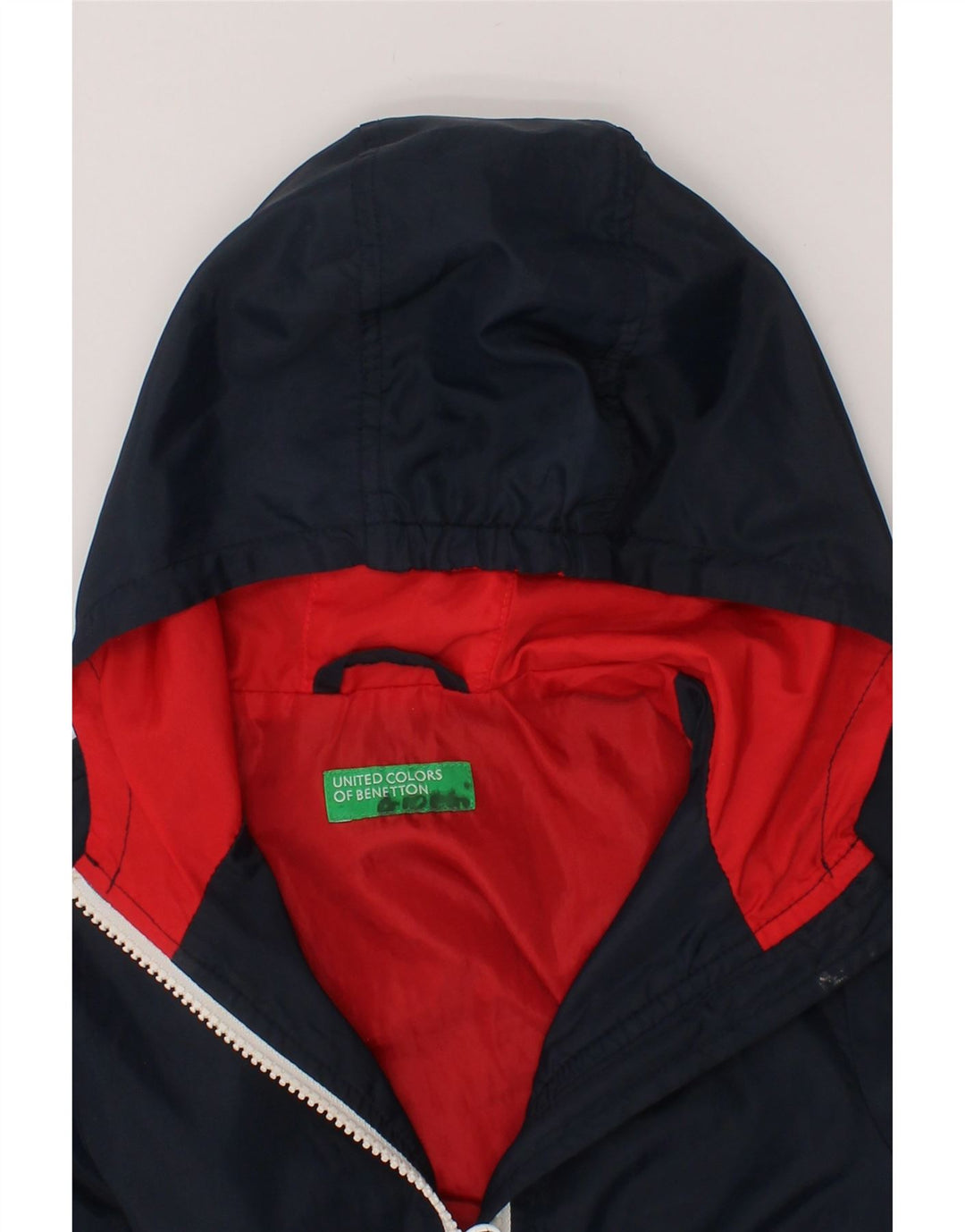 BENETTON Boys Hooded Rain Jacket 2-3 Years Navy Blue Vintage Benetton and Second-Hand Benetton from Messina Hembry 