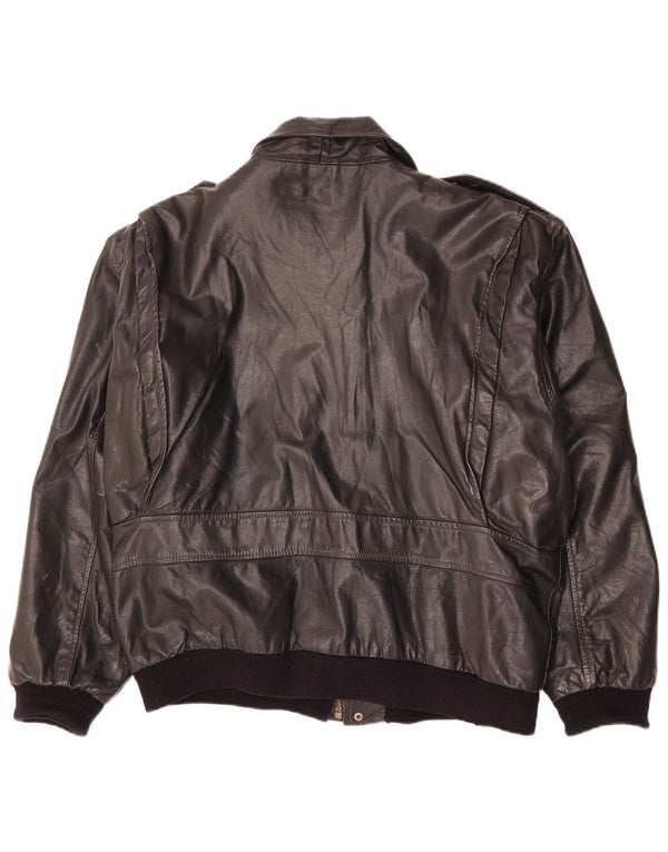 Vintage męska skórzana kurtka wojskowa IT 50 duża czarna skóra