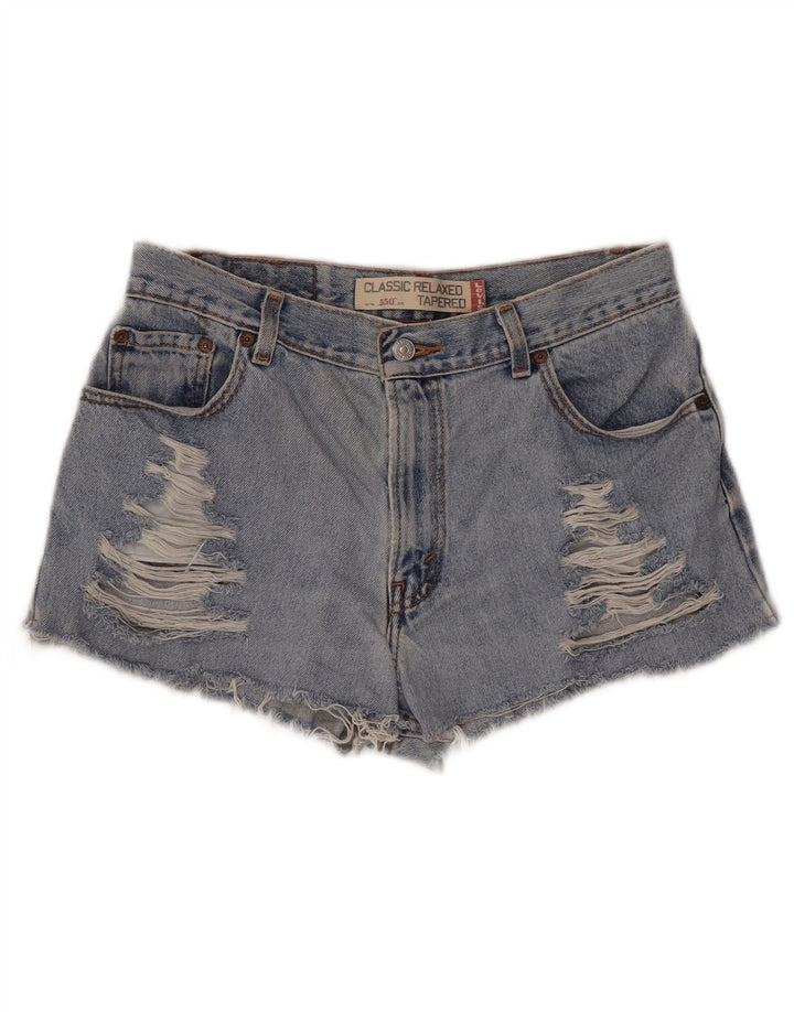 Damskie spodenki jeansowe LEVI'S 550 w trudnej sytuacji US 12, duże W30, niebieskie