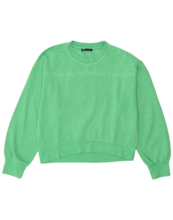 Bluza damska Zara Crop Sweter UK 14 Średnia zielona bawełna