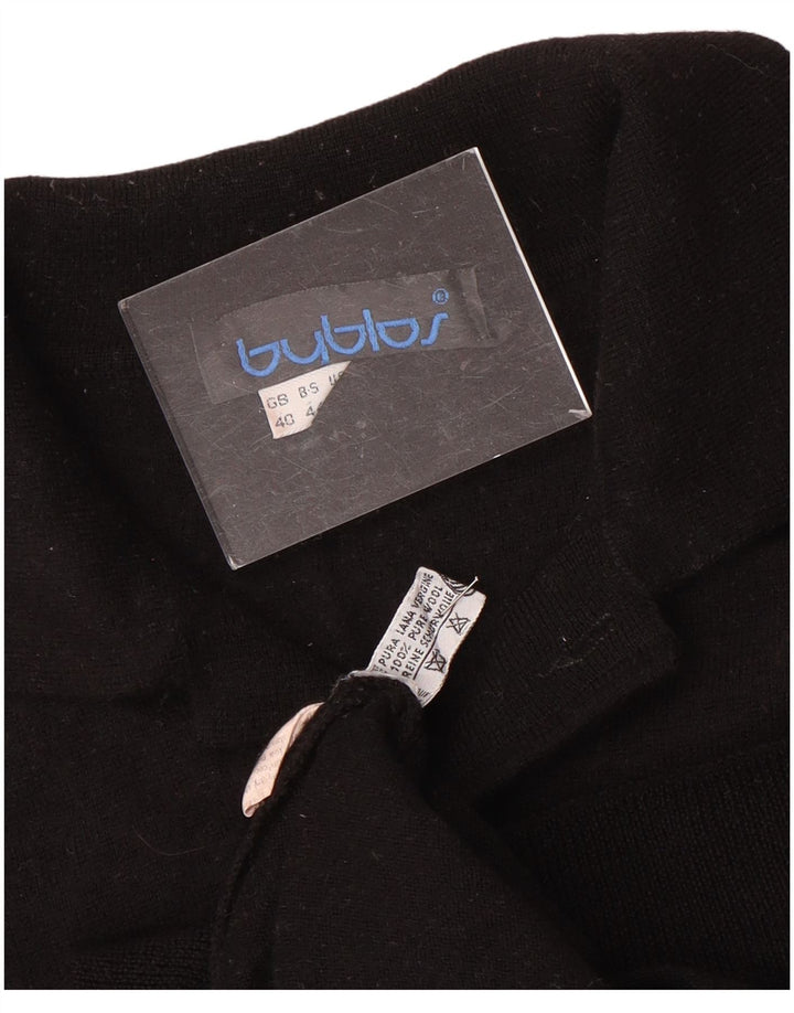 BYBLOS Damski sweter polo UK 40, średnia czarna wełna