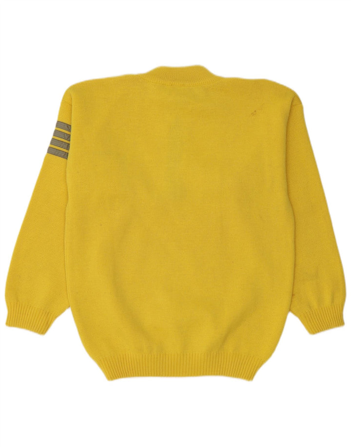 Vintage męski sweter z zamkiem błyskawicznym IT 46, wełniany w małe żółte paski