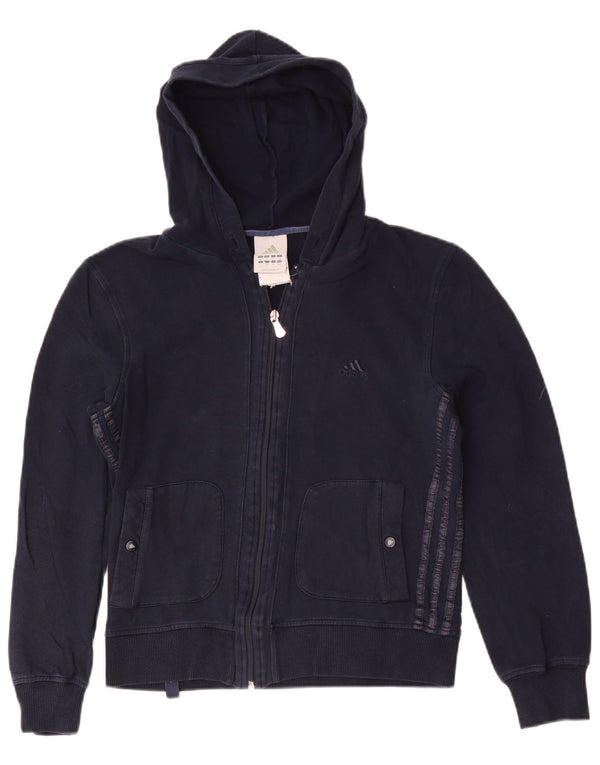 Adidas Męski sweter z kapturem i zamkiem błyskawicznym UK 36/38 Mały granatowy, bawełniany