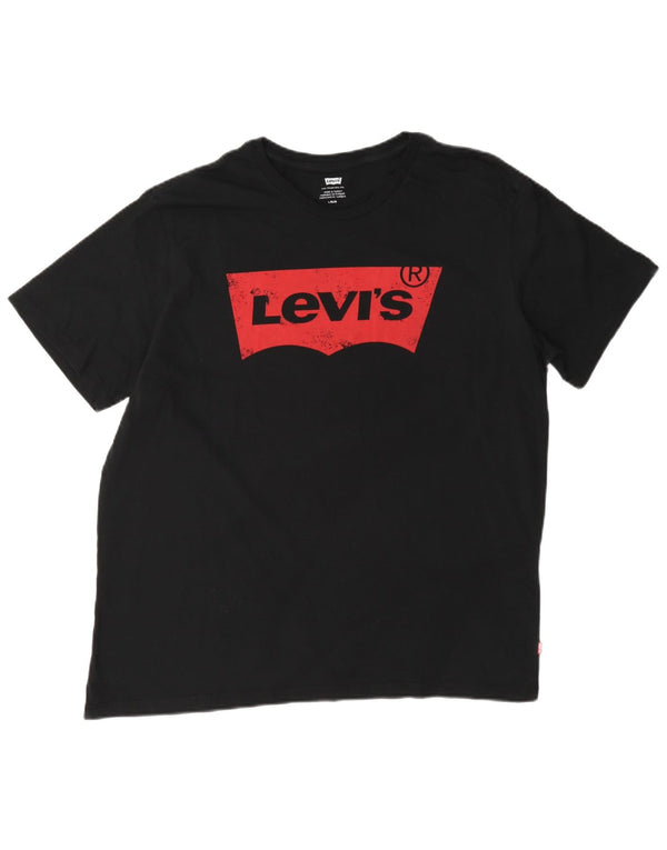 Męski T-shirt z grafiką Levi's, duży, czarny, bawełniany