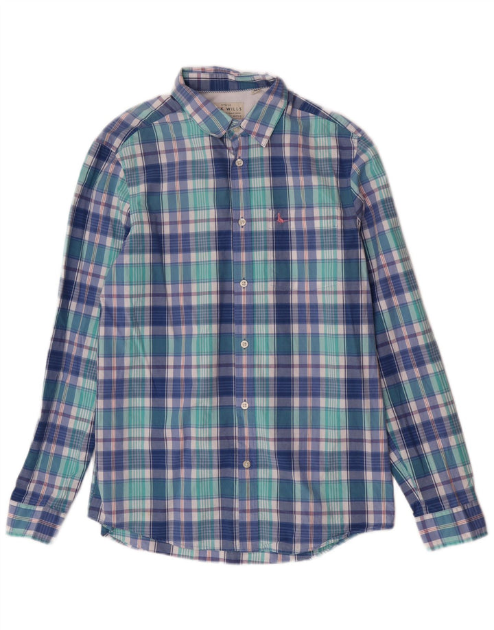 Koszula męska Jack Wills o klasycznym kroju, mała, niebieska, bawełniana krata