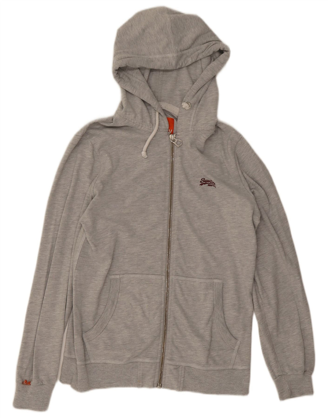 Męski sweter z kapturem i zamkiem Superdry, średnioszary, bawełniany