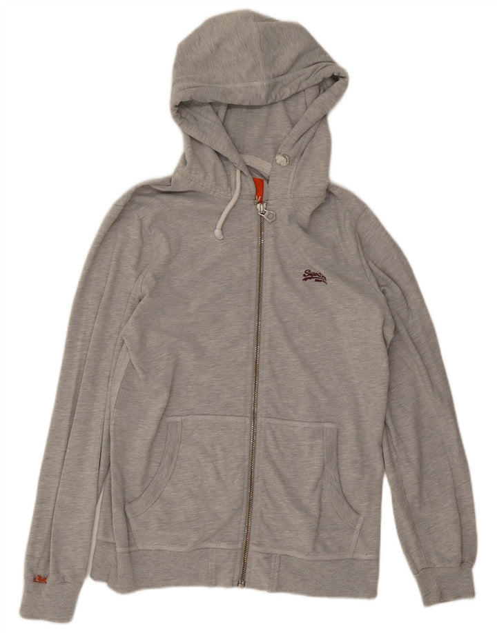 Męski sweter z kapturem i zamkiem Superdry, średnioszary, bawełniany