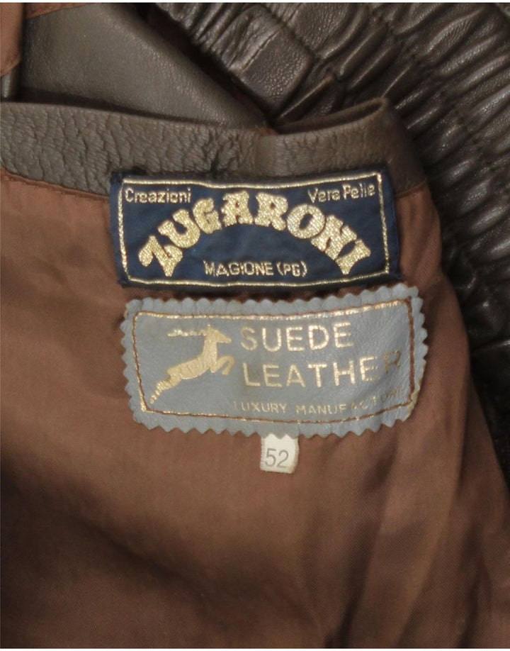 Vintage męska kurtka skórzana IT 52 XL brązowa skóra