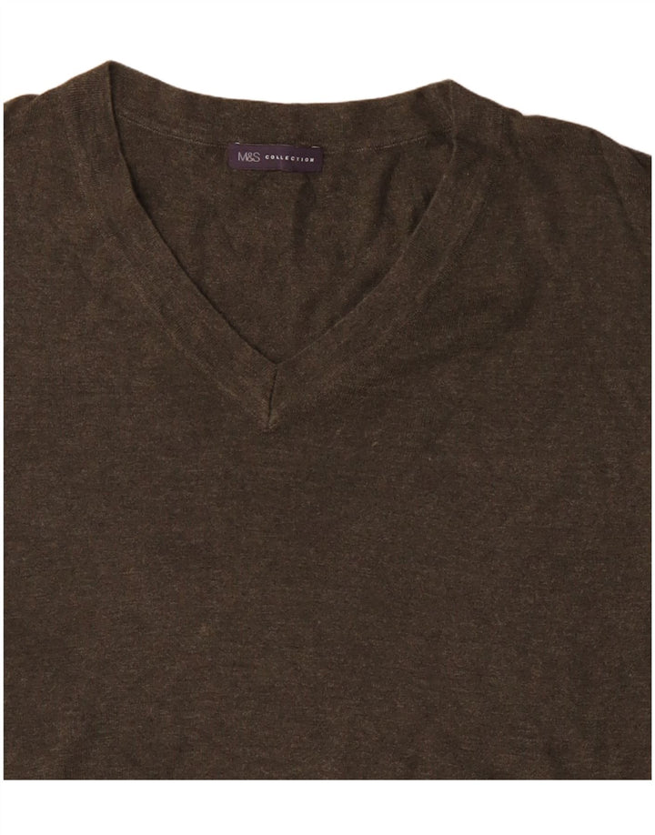 Marks & Spencer Damski sweter oversize z dekoltem w kształcie litery V, UK 10, Small Khaki