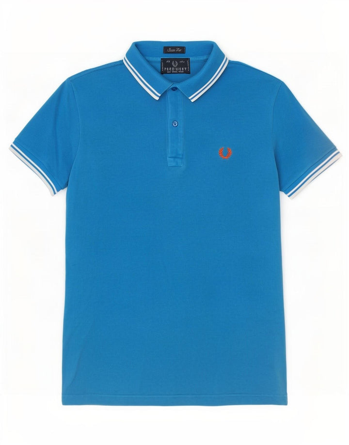 Męska koszulka polo o dopasowanym kroju Fred Perry, mała, niebieska, bawełniana