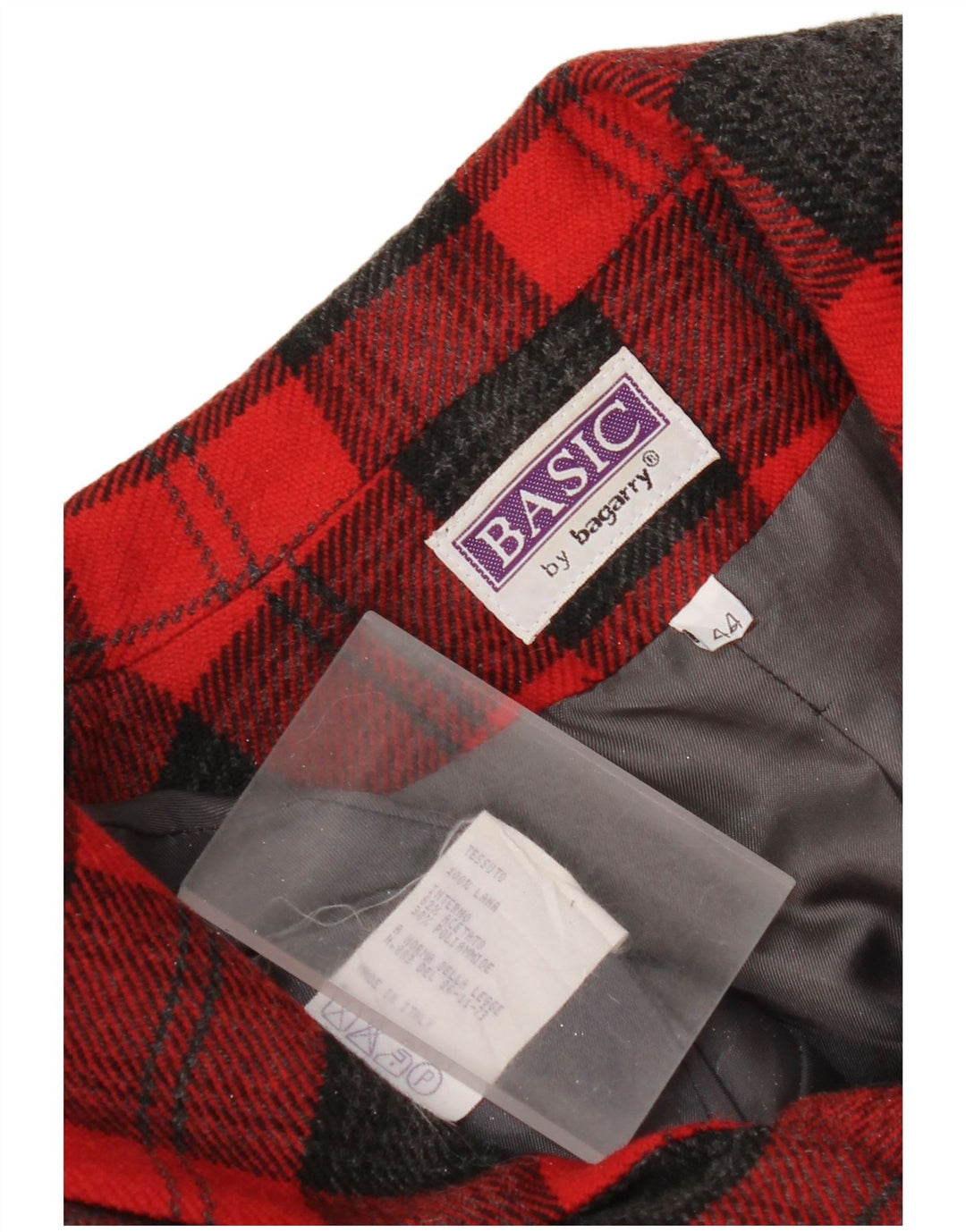 Damska marynarka Bagarry zapinana na 3 guziki IT 44, wełniana w średnią czerwoną kratkę
