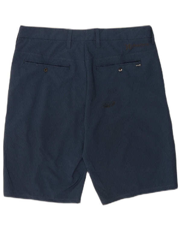 Hurley Mens Chino Shorts Medium W31 Navy Blue Striped Polyester