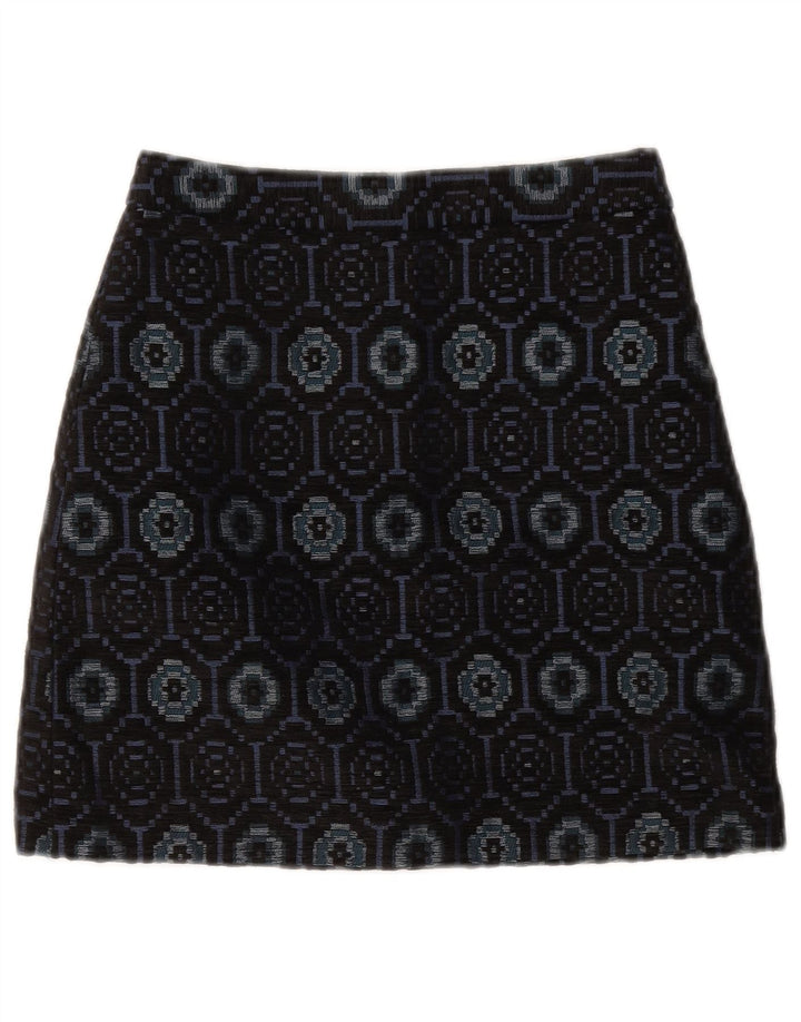 ZARA Womens A-Line Skirt XS W24  Black Geometric Polyester