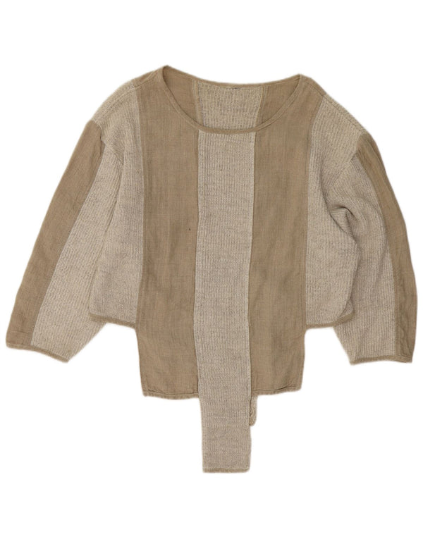 Sweter damski w stylu vintage z dekoltem w łódkę, UK 18 XL, szary, blok kolorów