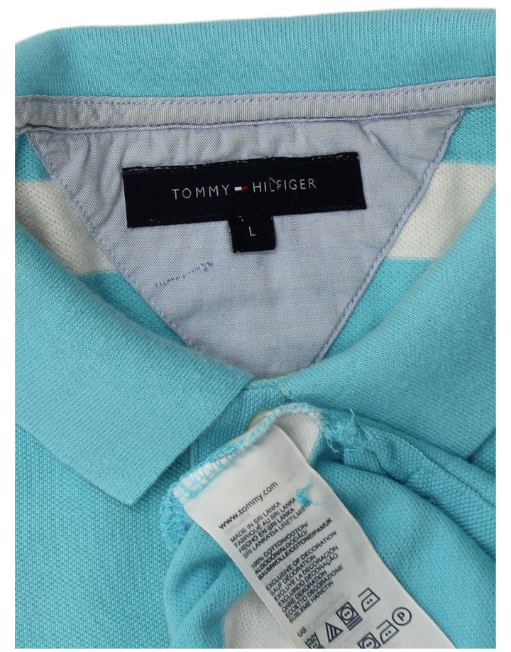 Męska koszulka polo Tommy Hilfiger, duża, bawełniana w niebieskie paski
