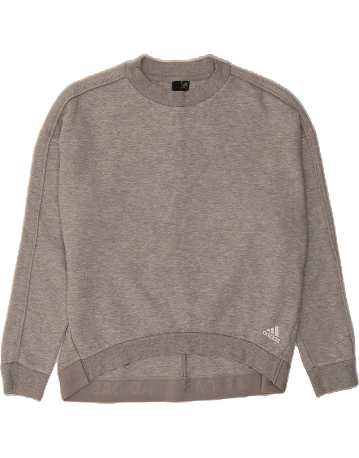 ADIDAS Womens Oversized Sweatshirt Jumper UK 12/14 Medium Grey Cotton Vintage Adidas and Second-Hand Adidas from Messina Hembry 